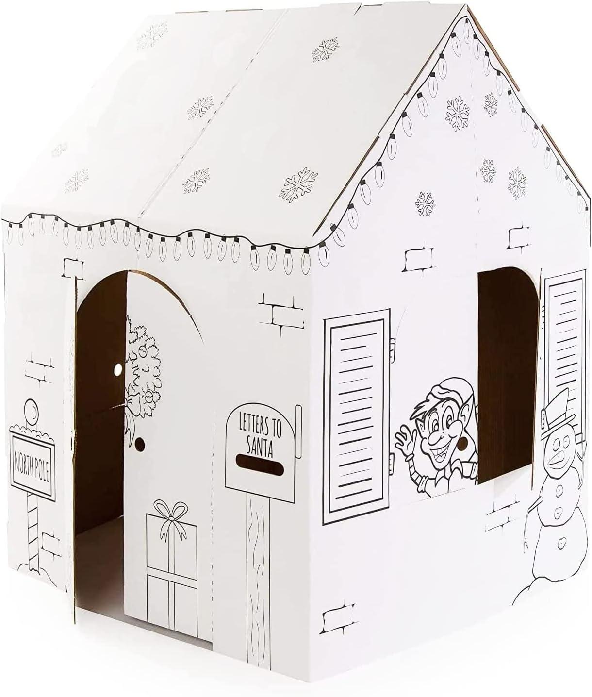 imageEasy Playhouse Gingerbread House  Kids Art ampamp Craft for Indoor Fun Color Favorite Holiday Sweets ampamp Winter Friends Decorate ampamp Personalize a Cardboard Fort 32quot X 26 5quot X 40 5quotHoliday