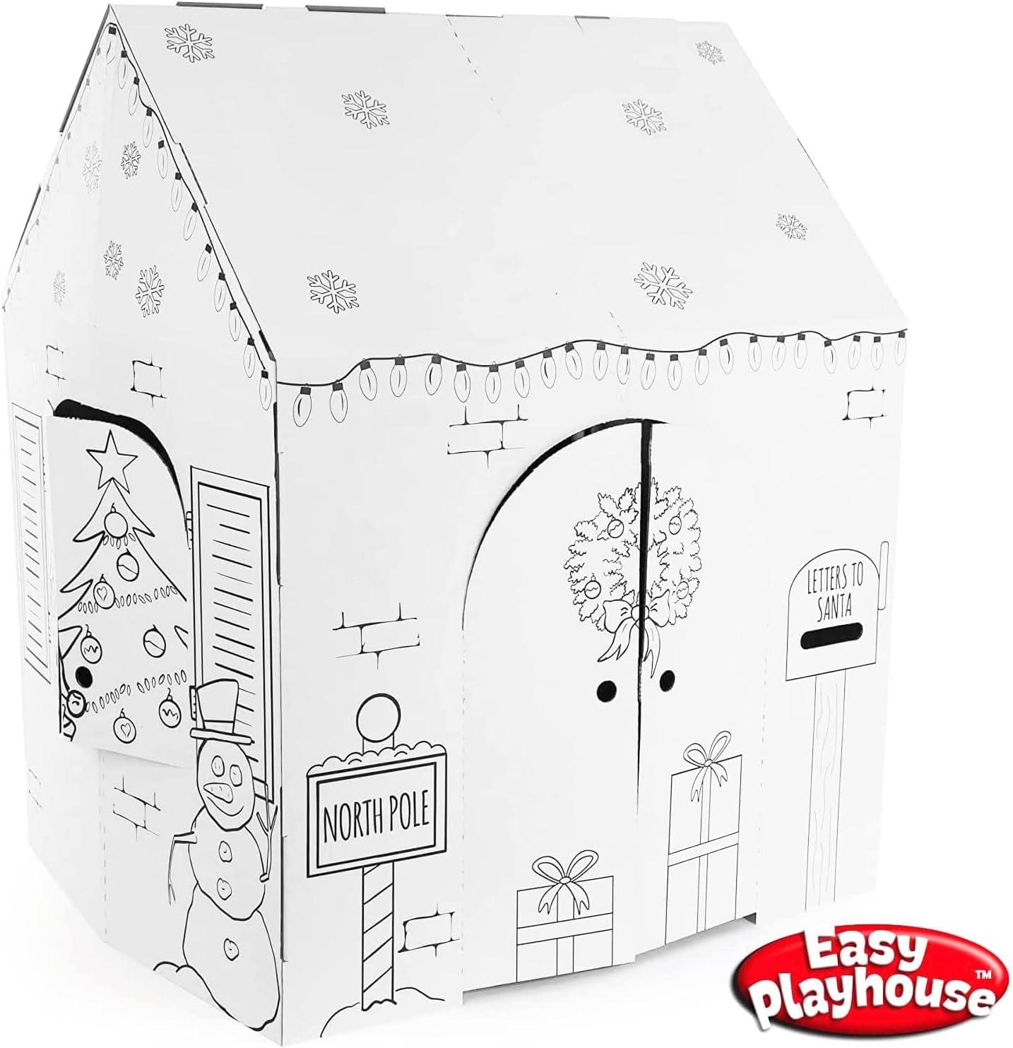 imageEasy Playhouse Gingerbread House  Kids Art ampamp Craft for Indoor Fun Color Favorite Holiday Sweets ampamp Winter Friends Decorate ampamp Personalize a Cardboard Fort 32quot X 26 5quot X 40 5quotHoliday