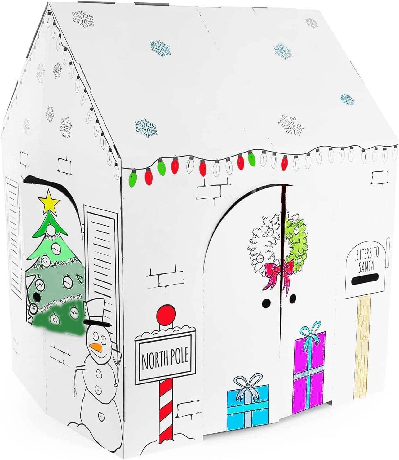 imageEasy Playhouse Gingerbread House  Kids Art ampamp Craft for Indoor Fun Color Favorite Holiday Sweets ampamp Winter Friends Decorate ampamp Personalize a Cardboard Fort 32quot X 26 5quot X 40 5quotHoliday