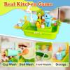 imageEasy Playhouse 4in1 Play Sink  Running Water Electric Faucet Kitchen ampamp Food Accessories Waterpark Theme Fishing Games Bath Toys Kids Age 3Play Sink