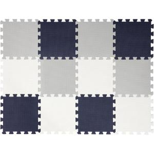 imageEasy Playhouse 12 Soft Foam Floor Puzzle Tiles  BlackGreyWhite  12quot Interlocking Mat Pieces 4x3 Nursery Playroom Gym Children ampamp Adults