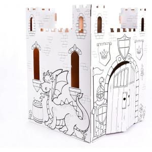 imageEasy Playhouse Fairy Tale Castle  Kids Art and Craft for Indoor and Outdoor Fun Color Draw Doodle  Decorate and Personalize a Cardboard Fort 32quot X 32quot X 43 5quot  Made in USA Age 3 WhiteFairy Tale Castle