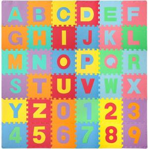imageEasy Playhouse Soft Foam Floor Puzzle Tiles for Children NonToxic EVA 36 Interlocking Foam Tiles with 24 Borders for Playroom Nursery or Gym Numbers and Letters36 pieces