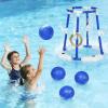 imageEasy Playhouse 2in1 Pool Basketball Hoop amp Ring Toss Game  Blue Floating Water Toy Set ShootTossPlay 4 Balls 4 Dive Rings Pump Family Kids