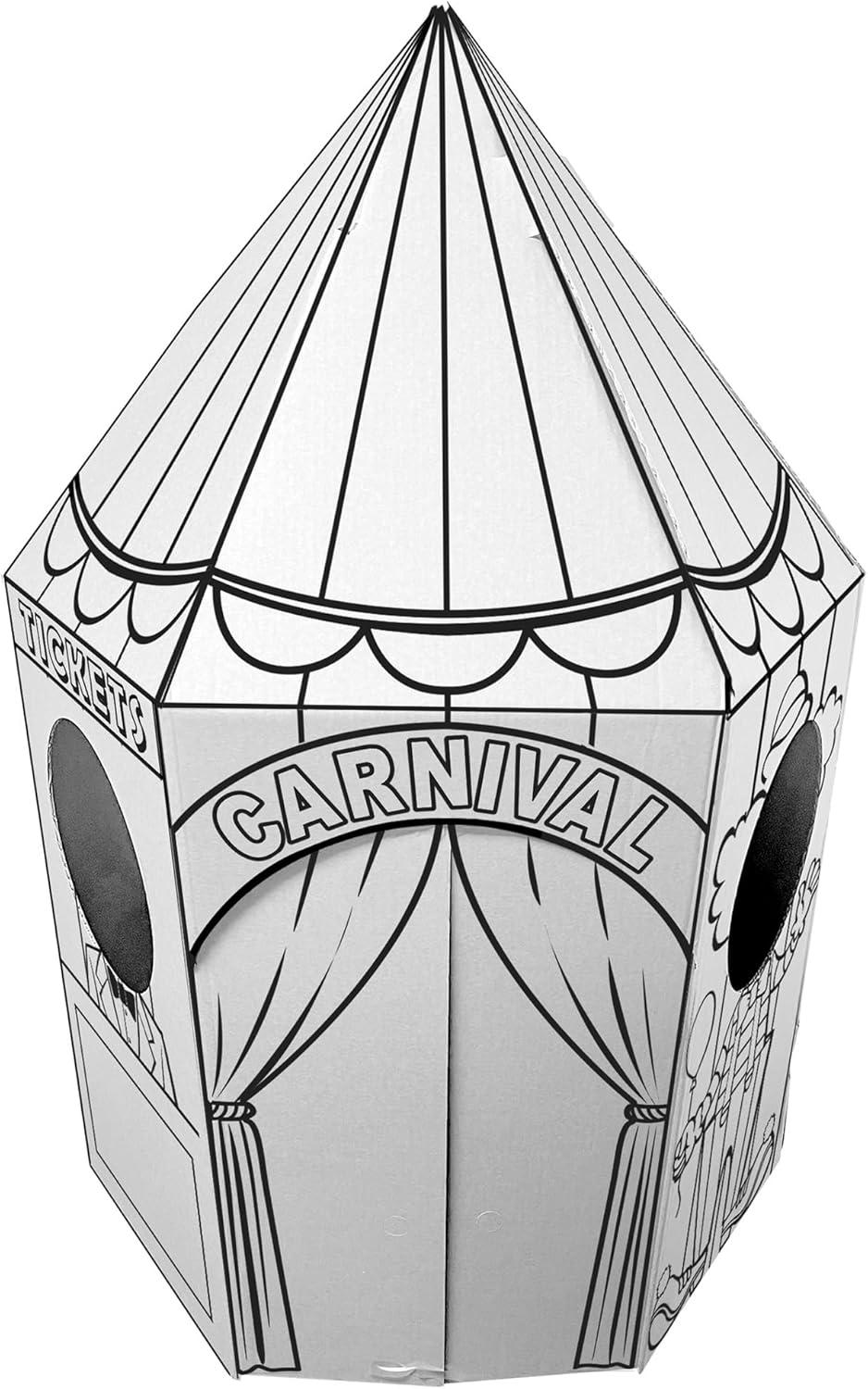 imageEasy Playhouse Carnival Tent  Decorate amp Personalize A Cardboard Play Fort ColorDrawDoodle DIY Art amp Crafts Activity 35 x 35 x 54 Kids 3Carnival Tent
