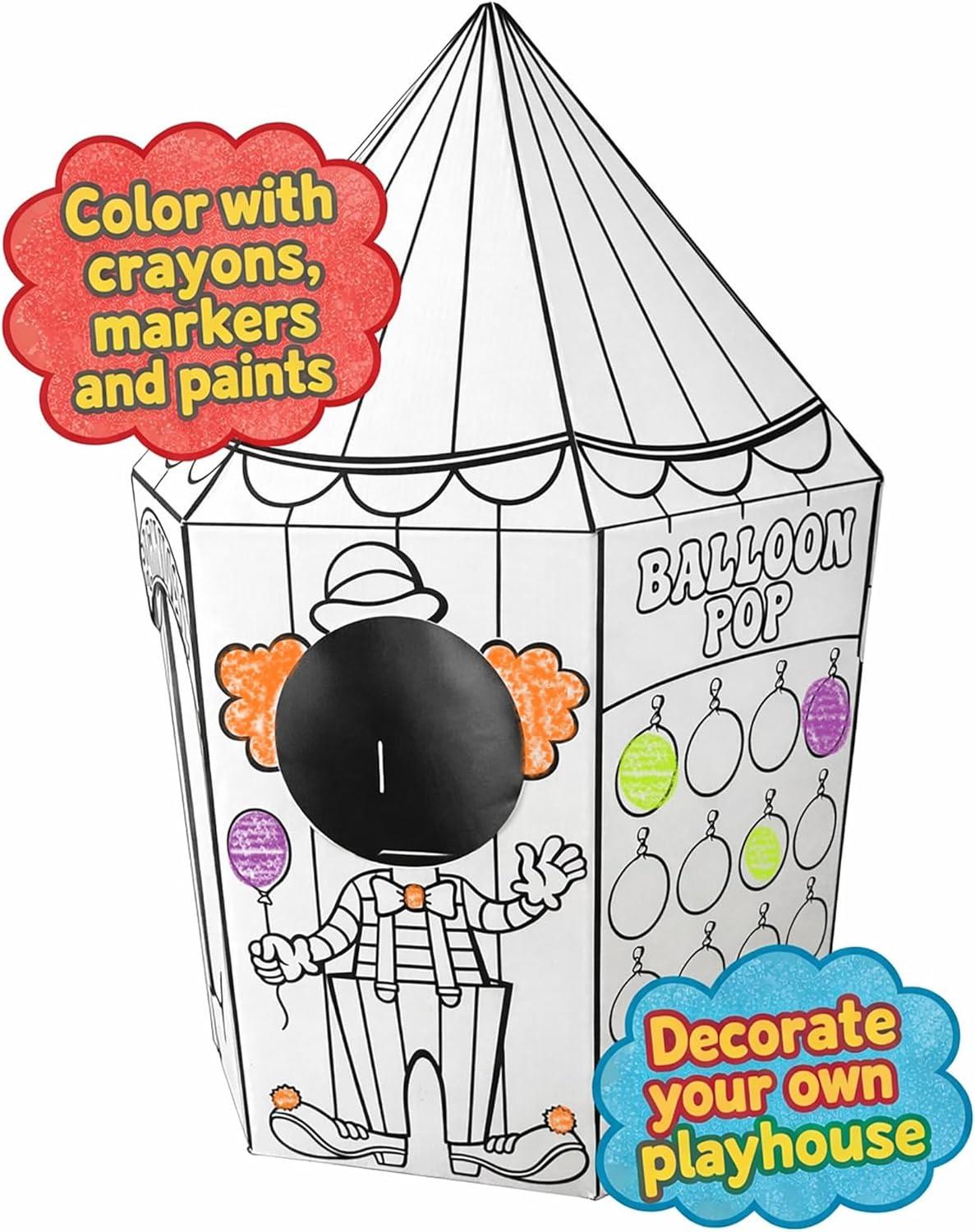 imageEasy Playhouse Carnival Tent  Decorate amp Personalize A Cardboard Play Fort ColorDrawDoodle DIY Art amp Crafts Activity 35 x 35 x 54 Kids 3Carnival Tent