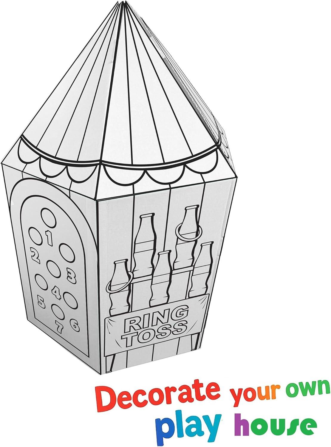 imageEasy Playhouse Carnival Tent  Decorate amp Personalize A Cardboard Play Fort ColorDrawDoodle DIY Art amp Crafts Activity 35 x 35 x 54 Kids 3Carnival Tent