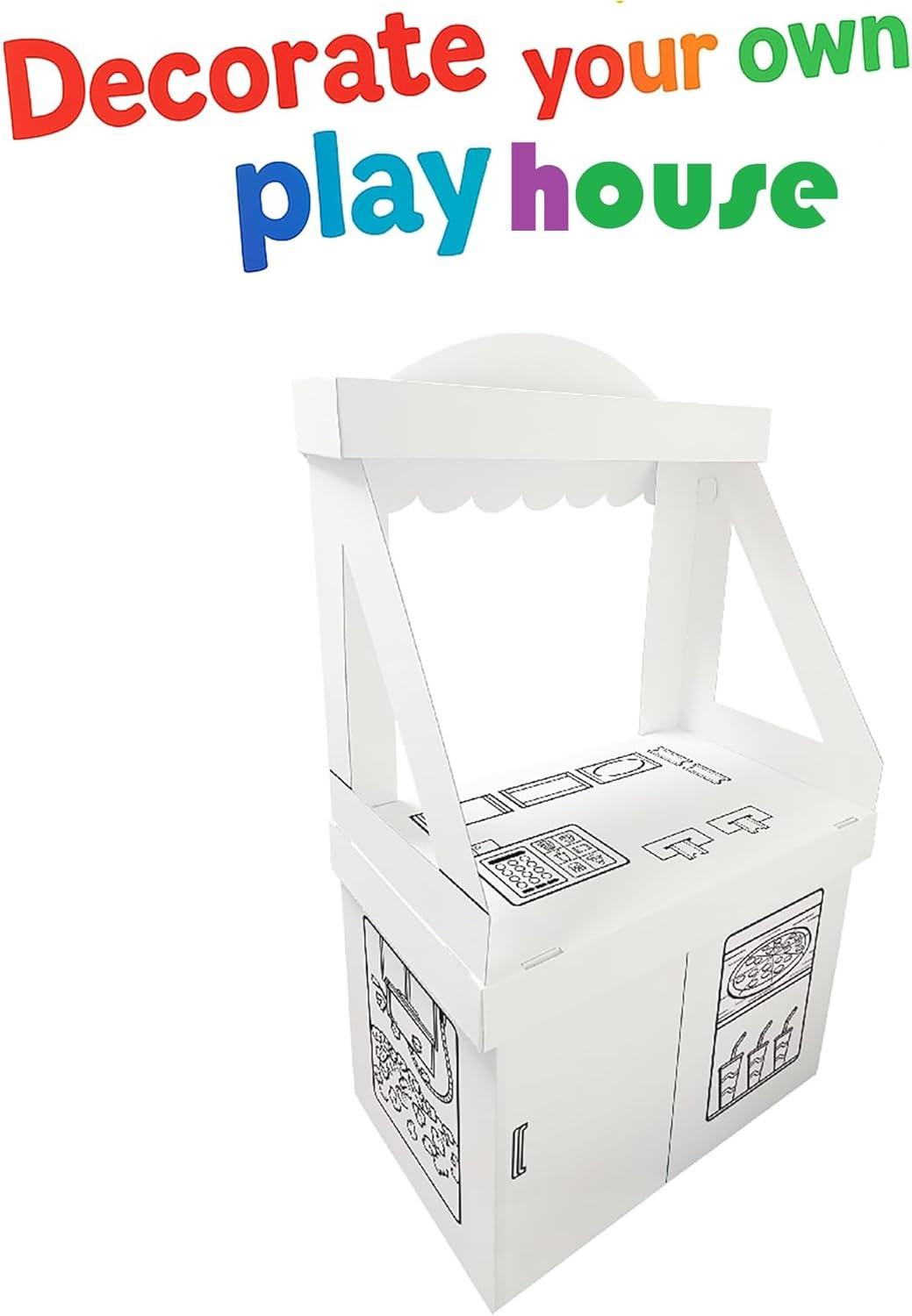 imageEasy Playhouse Carnival Tent  Decorate amp Personalize A Cardboard Play Fort ColorDrawDoodle DIY Art amp Crafts Activity 35 x 35 x 54 Kids 3Theater Snack Stand