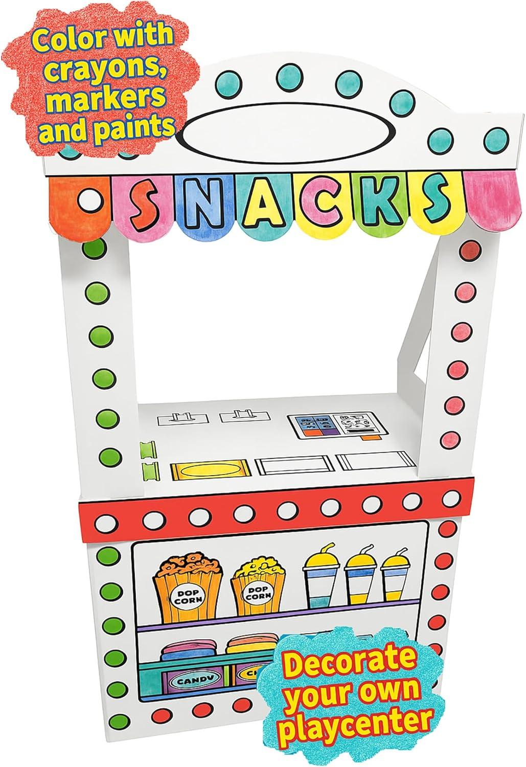 imageEasy Playhouse Carnival Tent  Decorate amp Personalize A Cardboard Play Fort ColorDrawDoodle DIY Art amp Crafts Activity 35 x 35 x 54 Kids 3Theater Snack Stand