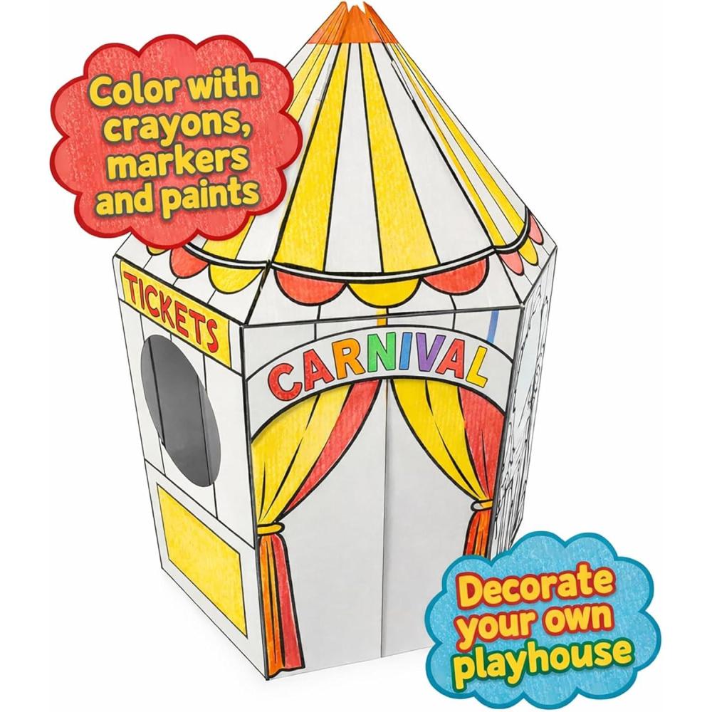 imageEasy Playhouse Carnival Tent  Decorate amp Personalize A Cardboard Play Fort ColorDrawDoodle DIY Art amp Crafts Activity 35 x 35 x 54 Kids 3Carnival Tent